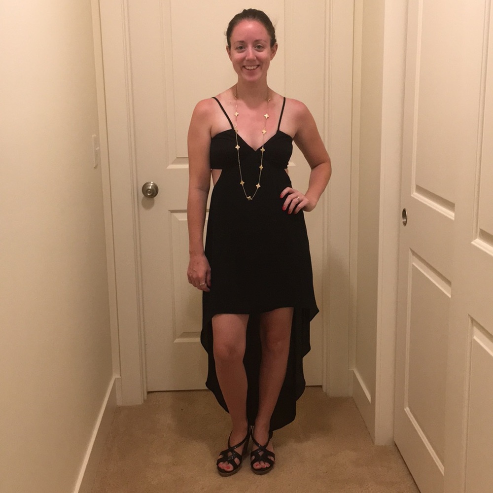 Express High Low Cut Out Little Black Dress